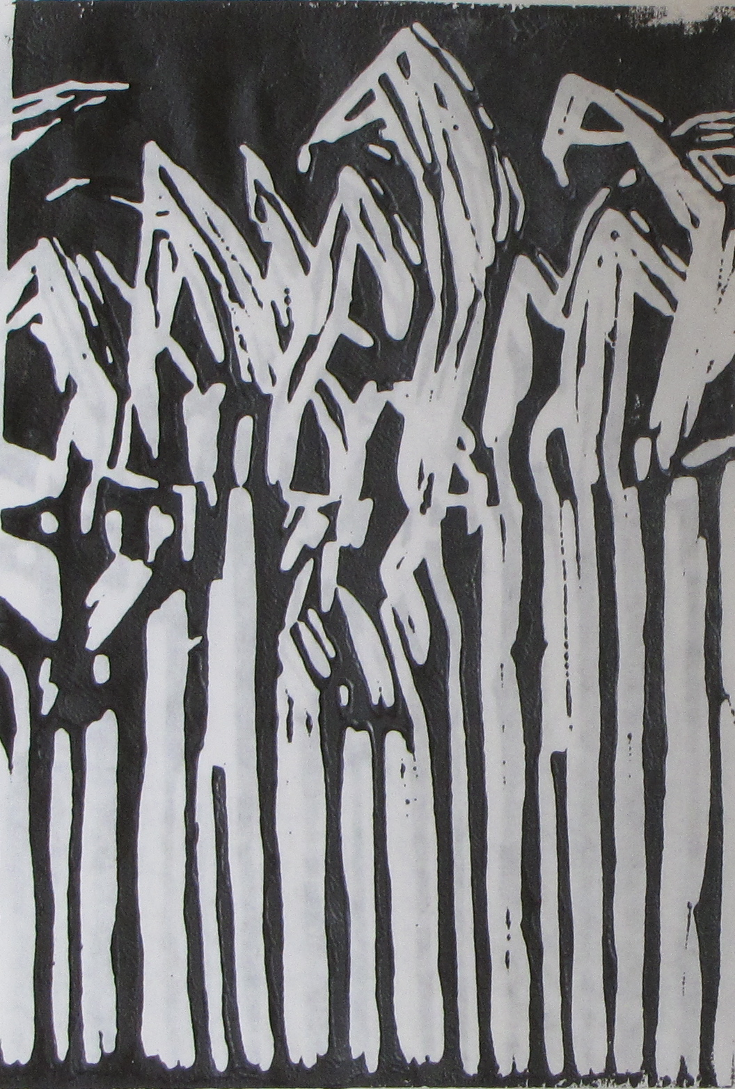 Midnight Corn, artist's proof, Russell Steven Powell linoprint, 6x9