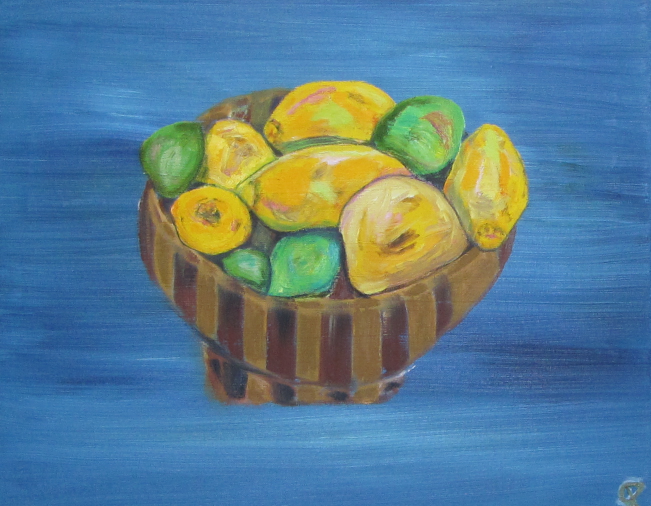 Lemons and Limes with Grapefruit, Russell Steven Powell oil on canvas, 20x16